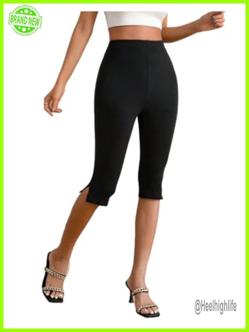 High Waisted Capri Leggings Yoga Workout Pants Slim Fit